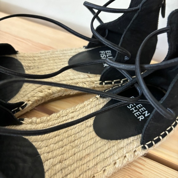 (NWOT) Eileen Fisher Lace Leather Espadrille Sandals Size 6.5 - Picture 7 of 11